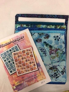 Blue Paradise Flower-scapes quilt kit, Kanvas Studio, measures 55" x 63", cotton - Picture 1 of 2