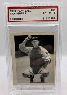 1939 Play Ball #39 Rick Ferrell Senators HOF PSA 6 EX-MT Card - Image 1 of 2