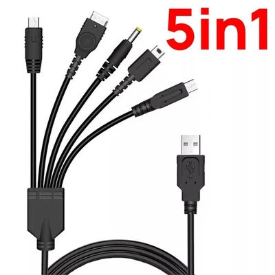 5in1 USB Charger Cord Cable For Nintendo New 2DS 3DS DSi XL NDS GBA SP DS Lite - Image 1 of 4