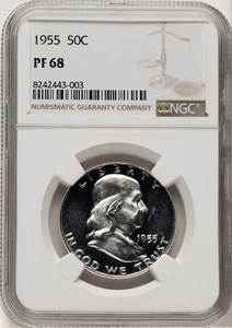 1955 Franklin Half Dollar NGC PF 68 MIT CAMEO ERSCHEINUNG - HERRLICH! - Bild 1 von 2