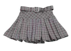 Forever 21 Pleated Mini Skirt Y2K Gingham Plaid School Girl Preppy Pink Blk XS - Picture 1 of 5