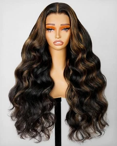 Ombre Lace Front Perücke Echthaar 6X5 Kleberlose Perücken Echthaar vorgezupft Pre... - Bild 1 von 6