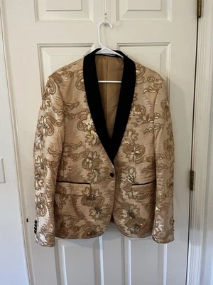 Holiday Gold And Black Men’s Sport Coat Size M Vinci By Philosophy - Image 1 of 4