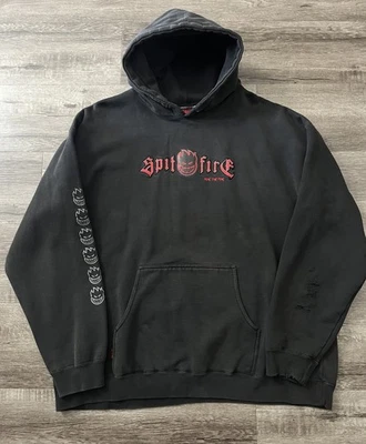 Moletom com capuz vintage Spitfire Wheels skate Thrashed Sun Faded XL 2000’s Y2K - Imagem 1 de 4