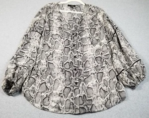 SUZANNE Betro Top Damen 1X schwarz weiß Schlangenleder lange Luftpolsterärmel V-Ausschnitt - Bild 1 von 20