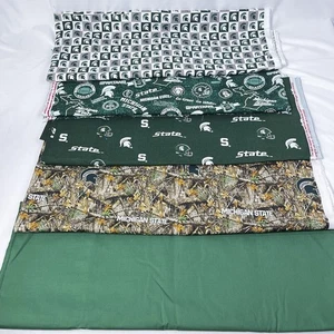 Michigan State MSU SPARTANS Fabric Lot 5.5 yards+ Quilt Cotton 5 Fabrics - Picture 1 of 8
