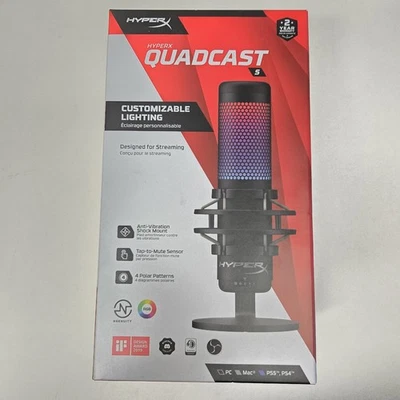 HyperX QuadCast S RGB LED USB Cardioid Microphone - Black - NEW - RGB Lighting - Image 1 of 4