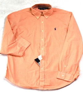 Ralph Lauren Shirt Orange Checked Custom Fit L Large NWT - Picture 1 of 2