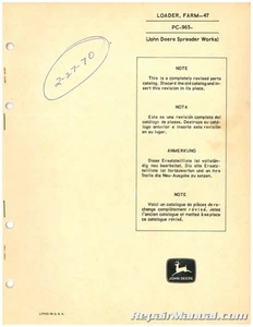 Used John Deere 47 Farm Loader Parts Manual - Picture 1 of 1