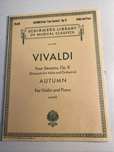 Vivaldi Schirmer AUTUMN Four Seasons Op8 For Violin & Piano Sheet Music Book - Picture 1 of 10