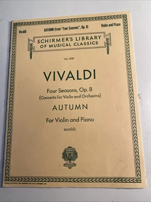 Vivaldi Schirmer AUTUMN Four Seasons Op8 For Violin & Piano Sheet Music Book - Image 1 of 4