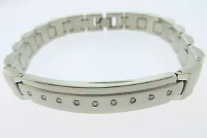 Bracciale Diamante Uomo Acciaio Inox Solido Spazzolato e Lucidato 8,5 pollici - Foto 1 di 6