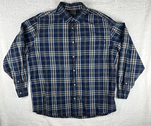 Woolrich Mens XXL Button Up Madras Plaid Shirt Long Sleeve Casual Blue Yellow - Picture 1 of 16