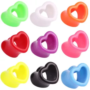 1 Heart Shaped Acrylic Earring Tunnel Ear plug Saddle Double Flare Gauges Spacer - Picture 1 of 1