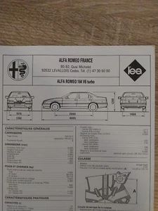 Alfa Romeo 164 V6 2.0 Turbo Fiche Technique Reglatech Alfz 164 V6 1996 Cm3 Turbo - Picture 1 of 3