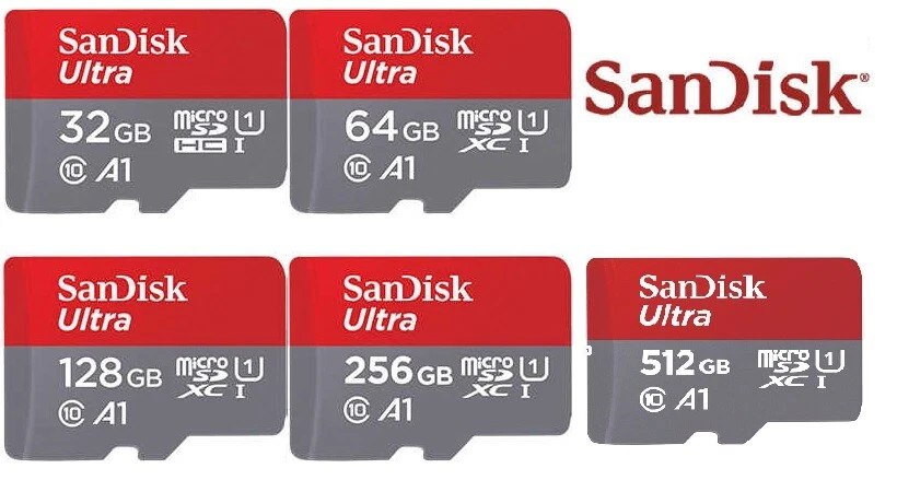 SanDisk Ultra 32GB,64GB,128GB,256GB MICROSD SDXC Classe 10 Memoria Scheda A1 - Immagine 1 di 1