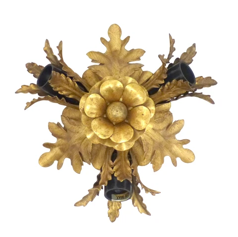 BANCI Mid Century Murano Ceiling Wall Light Gilded Tole Chandelier BAGUES Style Cover