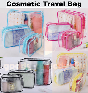 Transparent Toiletries Cosmetic Travel Bag Set Makeup Pouch Clear Wash Reusable