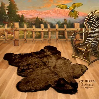 Sierra Bear Skin Rug - Plush Shag Faux Fur - Bonded Suede Lining - Made in USA - Image 1 of 4