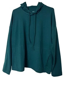 J Jill Fit Supreme Stretch Seamed Hoodie Pine Green Activewear Pocket Size L - Picture 1 of 9
