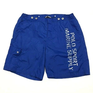 Vintage Polo Sport Marine Supply Men's XL Swim Trunks Boardshort Blue No Lining - Picture 1 of 12