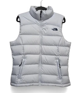 The North Face Nuptse 700 Down Puffer Vest Women Medium Gray Quilted Goose Down - Picture 1 of 12