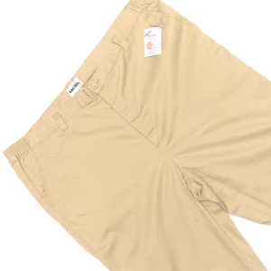 King Size Chinohose vorne flach khaki 100 % Baumwolle BIG 46 W X 38 L ungesäumt neu mit Etikett - Bild 1 von 8