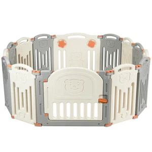 Folding Baby Playpen Safe 14 Panel Activity Center Safety Play Yard Lock Door - Picture 1 of 7
