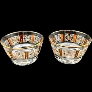Vtg Libbey Midcentury Gold Frosted 3.75" Condiment Dessert Fruit Snack Bowl Set - Picture 1 of 8