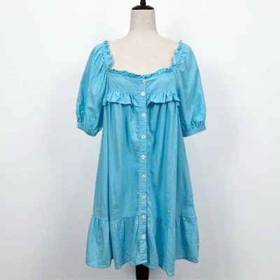 Vestido Stoney Clover Lane Para Mujer M Azul Babydoll Lino Boho Resort Verano Playa Foto 1 de 4