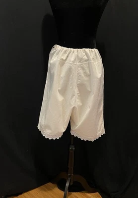 Antique White Cotton Bloomers Undergarments Oversized Drawstring Handmade - Image 1 of 4