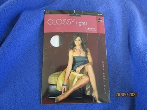 1 PAIR 15 DENIER BLACK GLOSSY TIGHTS ONE SIZE LOVEYOUR LEGS - Picture 1 of 2
