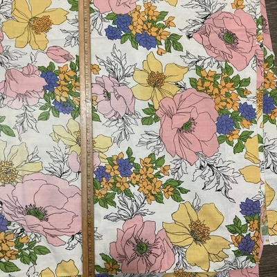 VTG Floral twin/full  Size Flat Sheet Flower 72 X 104 Dantrel by Dan River - Image 1 of 4