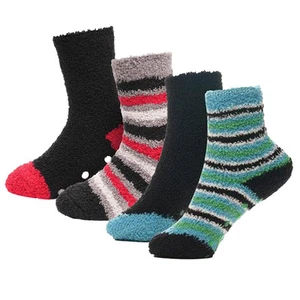 Kids Boys Cosy Thermal Socks Super Soft Fluffy Warm Non Skid Grippers Socks - Picture 1 of 9