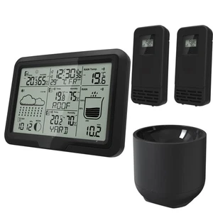 Miraval Design Funk-Wetterstation mit 2 benennbaren Sensoren + Regenmesser - Bild 1 von 4