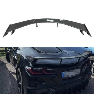 For 20-Up Corvette C8 DRY CARBON FIBER Rear Trunk Lid High Wing Spoiler - Picture 1 of 10