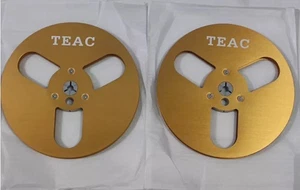 One Pair gold TAPE REEL TEAC 7" inch Light Metal Aluminum Take Up Reel - Picture 1 of 4