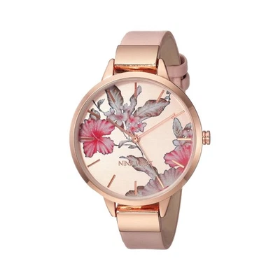 Nine West Women's Floral Dial Watch  Leather Strap 36mm, Pink - Image 1 of 4