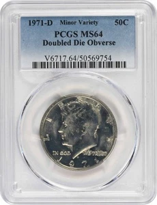 Medio dólar Kennedy 1971-D DDO MS64 PCGS - Imagen 1 de 2