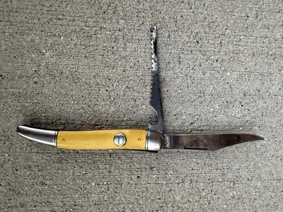 Navaja de bolsillo vintage imperial EE. UU. escamas amarillas y corona Foto 1 de 4