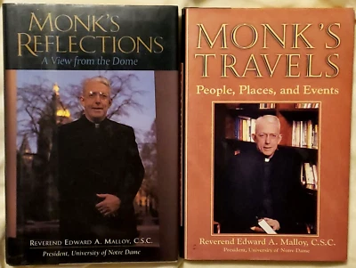 2) SIGNED Notre Dame's Edward Malloy MONK'S TRAVELS/REFLECTIONS,AutoBio,Catholic - Image 1 of 4