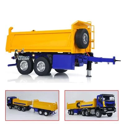 1/14 LESU Metal 2-Axle RC Hydraulic Trailers Electric Self-dumping Full Trailer - Image 1 of 4