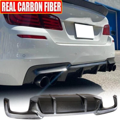 Se adapta a BMW F10 528i 550i M-Sport 2011-16 parachoques trasero difusor de labios barbilla carbono real Foto 1 de 4