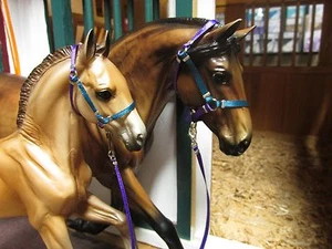 Jaapi PURPLE/TEAL mare & Foal halter set - fit Breyer traditional models - Picture 1 of 3