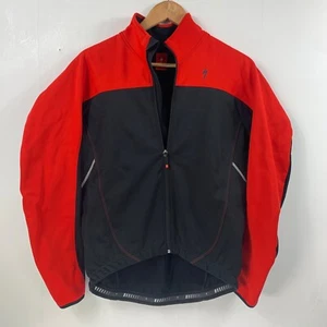 Specialized Softshell Cycling Jacket Size M Red Black Winter Full Zip Top Jersey - Picture 1 of 18