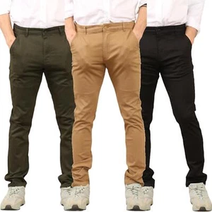Mens Chinos Slim Fit Cotton Stretch Chino Trousers Casual Pants All Waist Sizes - Picture 1 of 23