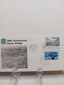 Stamps FDI US & Canada 50th Anniversary Peace Bridge Photo/2 Stamps PM 1977 - Picture 1 of 4