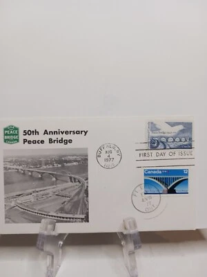Stamps FDI US & Canada 50th Anniversary Peace Bridge Photo/2 Stamps PM 1977 - Image 1 of 4