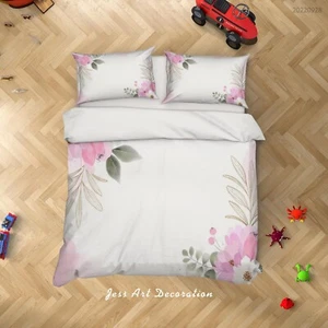 Set copripiumino 3D foglia floreale semplice rurale bianco set biancheria da ... - Foto 1 di 7