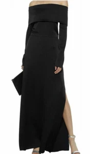 Theory Kensington off Shoulder Black Elegant Zipper Cuff Maxi Dress 00 - Picture 1 of 7